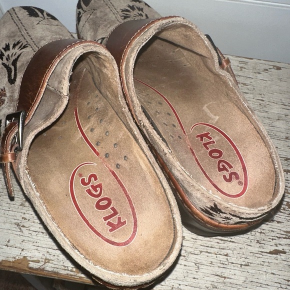 Klogs Austin Taupe Suede Tapestry Clogs Size 7 - Picture 5 of 8